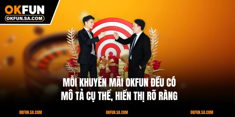 Khuyến Mãi OKFUN 1 Mỗi khuyến mãi OKFUN đều có mô tả cụ thể, hiển thị rõ ràng